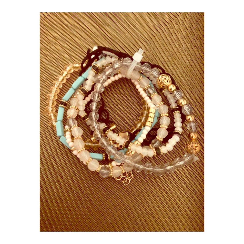 Bunch of 7 Beaded Stretch Bracelets
